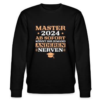 Masterprüfung 2024 Abschluss Master bestanden - Stanley/Stella Unisex Bio-Sweatshirt CHANGER  - Schwarz - Vorne - Nik (191cm) & Marisol (170cm)