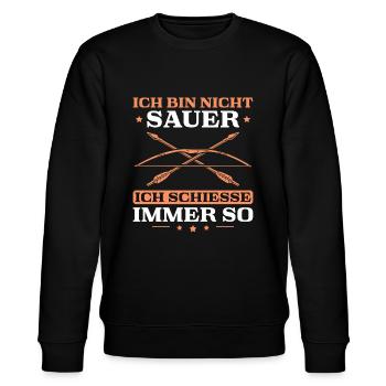 Bogenschießen Ich schieße immer so Bogensport - Stanley/Stella Unisex Bio-Sweatshirt CHANGER  - Schwarz - Vorne - Nik (191cm) & Marisol (170cm)