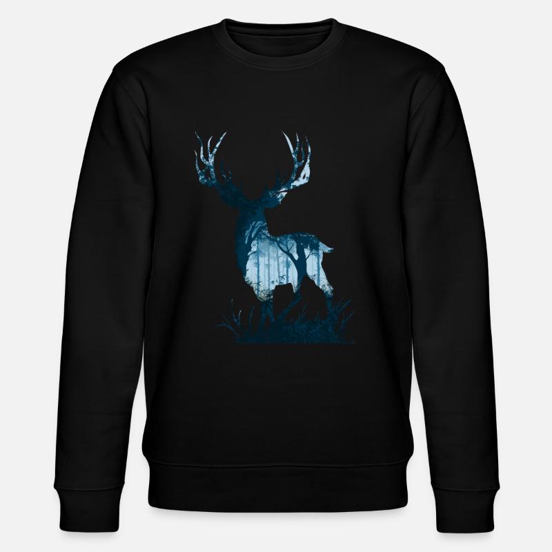 Waldgeist Hirsch - Stanley/Stella Unisex Bio-Sweatshirt CHANGER  - Schwarz