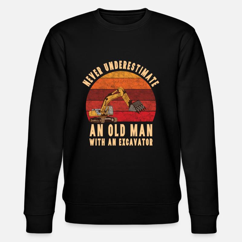 Alter Mann Mit Einem Bagger - Stanley/Stella Unisex Bio-Sweatshirt CHANGER  - Schwarz