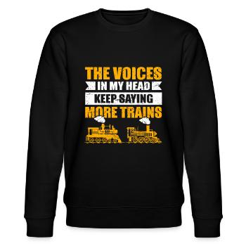 Modelleisenbahn Sammler Züge Eisenbahn - Stanley/Stella Unisex Bio-Sweatshirt CHANGER  - Schwarz - Vorne - Nik (191cm) & Marisol (170cm)