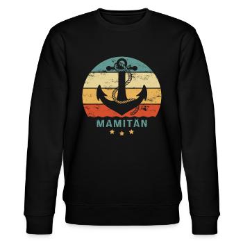 MAMITÄN Mama ist der Kapitän Geschenke Muttertag - Stanley/Stella Unisex Bio-Sweatshirt CHANGER  - Schwarz - Vorne - Nik (191cm) & Marisol (170cm)