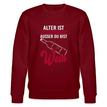 Winzer Alter Rotwein Weinbauer Wein - Stanley/Stella Unisex Bio-Sweatshirt CHANGER  - Burgunderrot - Vorne - Nik (191cm) & Marisol (170cm)
