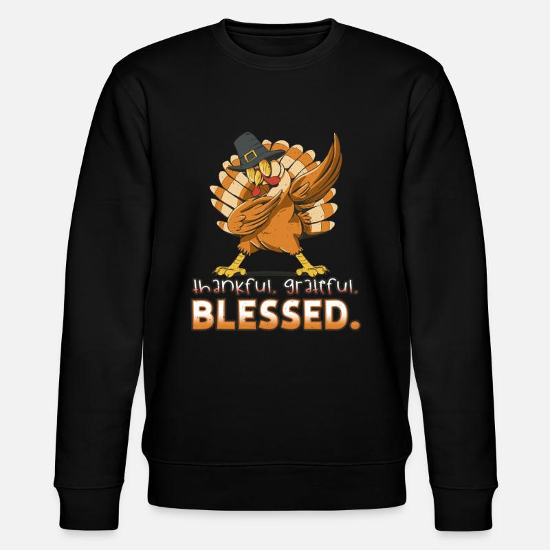 Blessed Dab Dabbing Turkey Thanksgiving - Stanley/Stella Unisex Bio-Sweatshirt CHANGER  - Schwarz