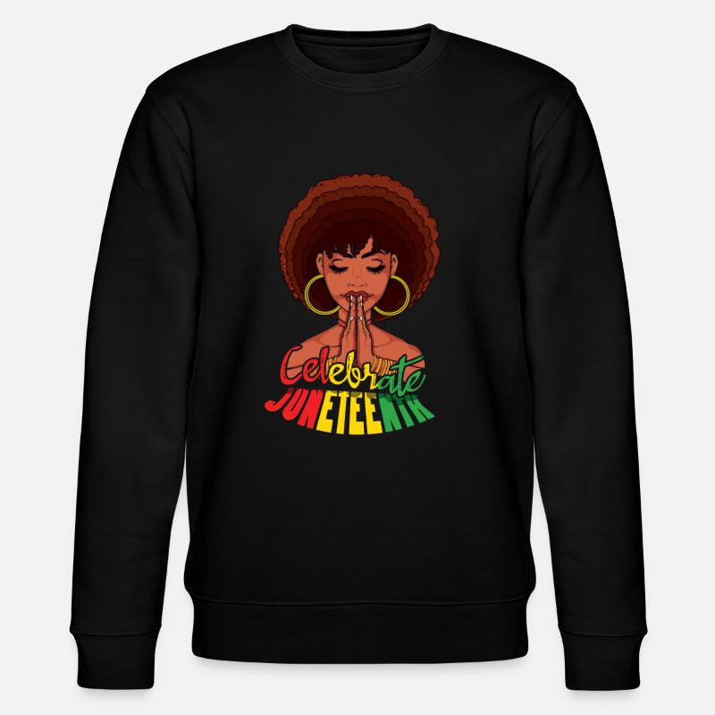 Mädchen feiern Juneteenth Schwarze Geschichte - Stanley/Stella Unisex Bio-Sweatshirt CHANGER  - Schwarz