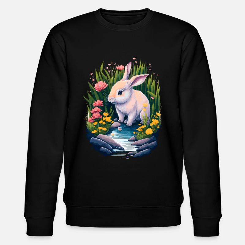 Schöne Illustration eines Kaninchens - Stanley/Stella Unisex Bio-Sweatshirt CHANGER - Schwarz