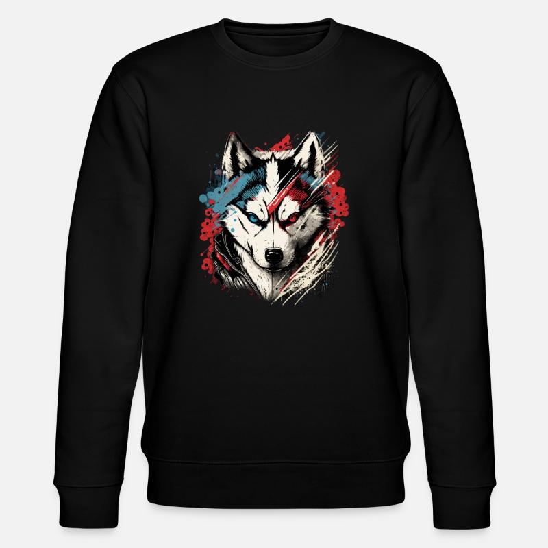 Scary Husky - Stanley/Stella Unisex Bio-Sweatshirt CHANGER - Schwarz
