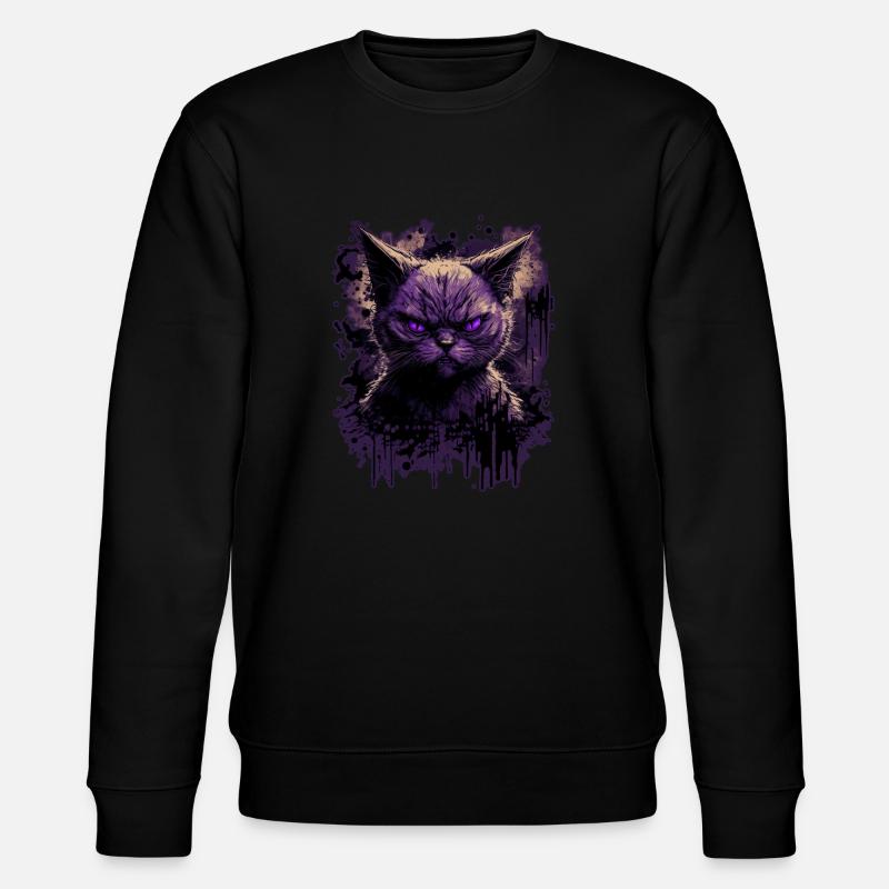 Creepy Siamese cat - Stanley/Stella CHANGER Unisex Organic Sweatshirt - black