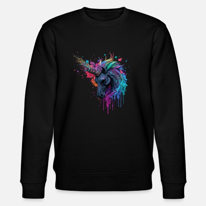 Regenbogen Einhorn - Stanley/Stella Unisex Bio-Sweatshirt CHANGER  - Schwarz