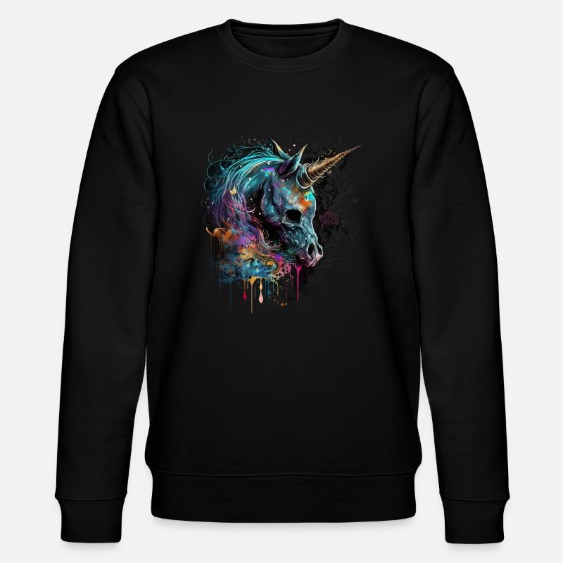Regenbogen Einhorn - Stanley/Stella Unisex Bio-Sweatshirt CHANGER  - Schwarz