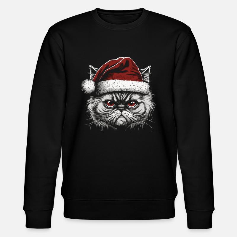 Perserkatze mit Weihnachtsmannmütze - Stanley/Stella Unisex Bio-Sweatshirt CHANGER  - Schwarz