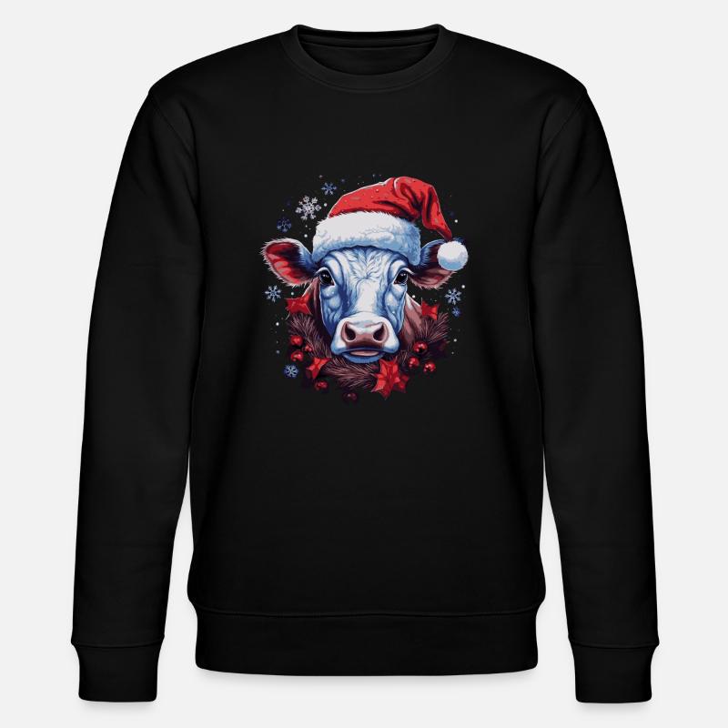 Weihnachtskuh - Stanley/Stella Unisex Bio-Sweatshirt CHANGER  - Schwarz