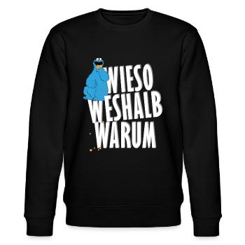 Sesamstraße Krümelmonster Wieso Weshalb Warum - Stanley/Stella Unisex Bio-Sweatshirt CHANGER  - Schwarz - Vorne - Nik (191cm) & Marisol (170cm)