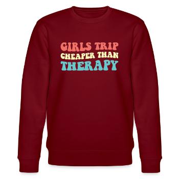 Mädchenreise billiger als Therapie III - Stanley/Stella Unisex Bio-Sweatshirt CHANGER  - Burgunderrot - Vorne - Nik (191cm) & Marisol (170cm)