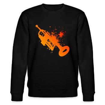 Trompetenspieler Herren Damen Trompeten Spieler - Stanley/Stella Unisex Bio-Sweatshirt CHANGER  - Schwarz - Vorne - Nik (191cm) & Marisol (170cm)