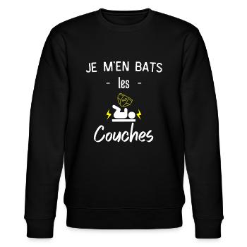 Je M'en Bats Les Couches - Sweat bio CHANGER Stanley/Stella Unisexe - noir - Devant - Nik (191cm) & Marisol (170cm)