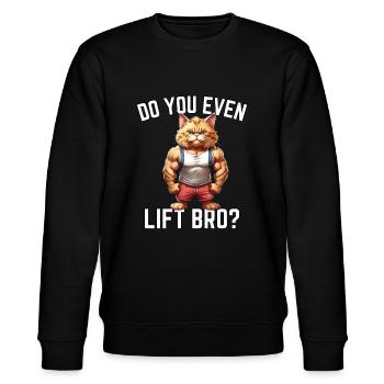 Do You Even Lift Bro? - Katzendesign - Stanley/Stella Unisex Bio-Sweatshirt CHANGER  - Schwarz - Vorne - Nik (191cm) & Marisol (170cm)