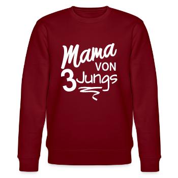 Mama Von 3 Jungs Söhnen Geschenk Mutter Frauen - Stanley/Stella Unisex Bio-Sweatshirt CHANGER  - Burgunderrot - Vorne - Nik (191cm) & Marisol (170cm)