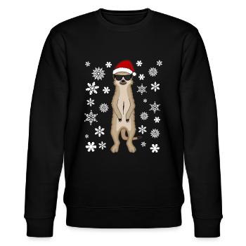 Lustiges Erdmännchen Santa Weihnachten Geschenk - Stanley/Stella Unisex Bio-Sweatshirt CHANGER  - Schwarz - Vorne - Nik (191cm) & Marisol (170cm)