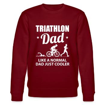 Triathlon dad dad endurance sports gift - Stanley/Stella CHANGER Unisex Organic Sweatshirt - burgundy - Front - Nik (191cm) & Marisol (170cm)
