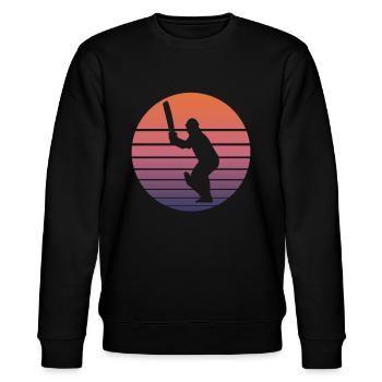 Cricket Players Fans Cricket Gift Retro - Stanley/Stella CHANGER Unisex Organic Sweatshirt - black - Front - Nik (191cm) & Marisol (170cm)