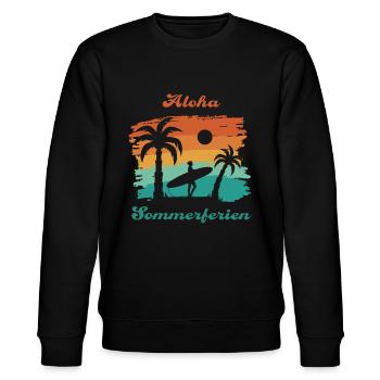 Aloha Sommerferien Surferin Strand Ferien - Stanley/Stella Unisex Bio-Sweatshirt CHANGER  - Schwarz - Vorne - Nik (191cm) & Marisol (170cm)