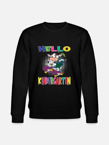 Hello Kindergarten Skateboarding Cow - Stanley/Stella CHANGER Unisex Organic Sweatshirt - black