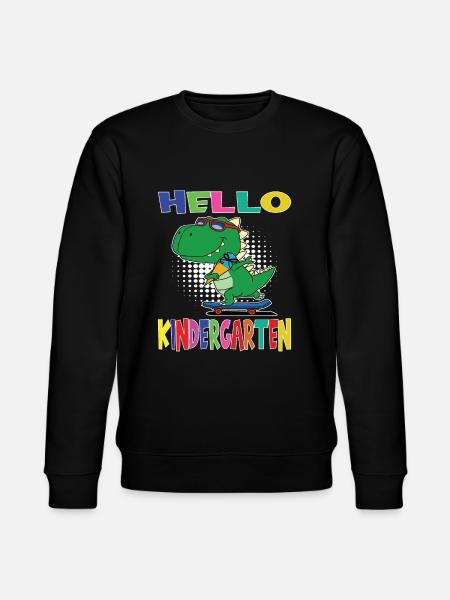 Hello Kindergarten Skateboarding Dino - Stanley/Stella CHANGER Unisex Organic Sweatshirt - black