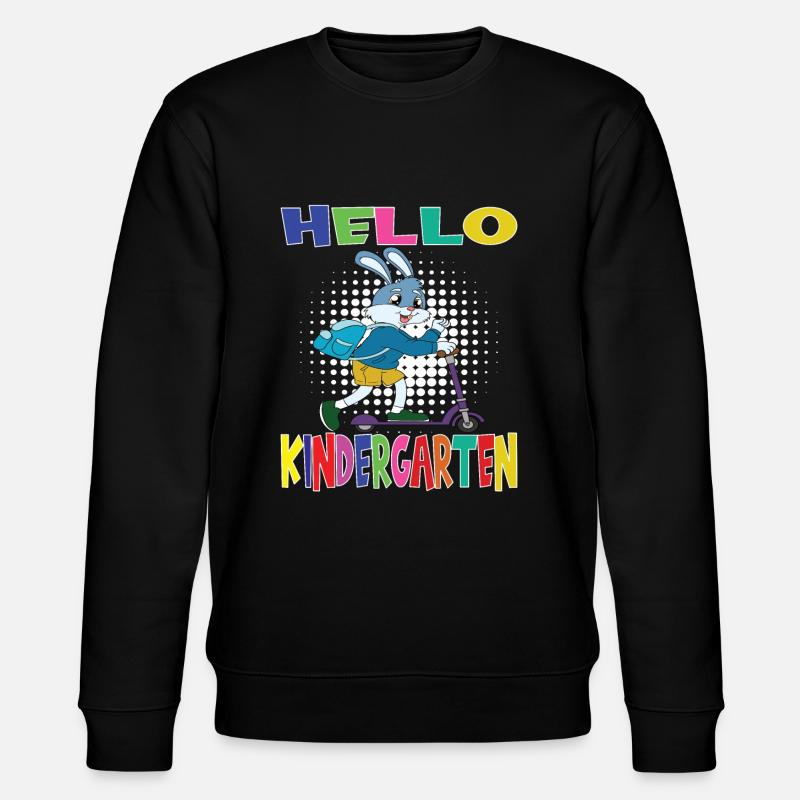 Hello Kindergarten Rabbit With Scooter - Stanley/Stella CHANGER Unisex Organic Sweatshirt - black