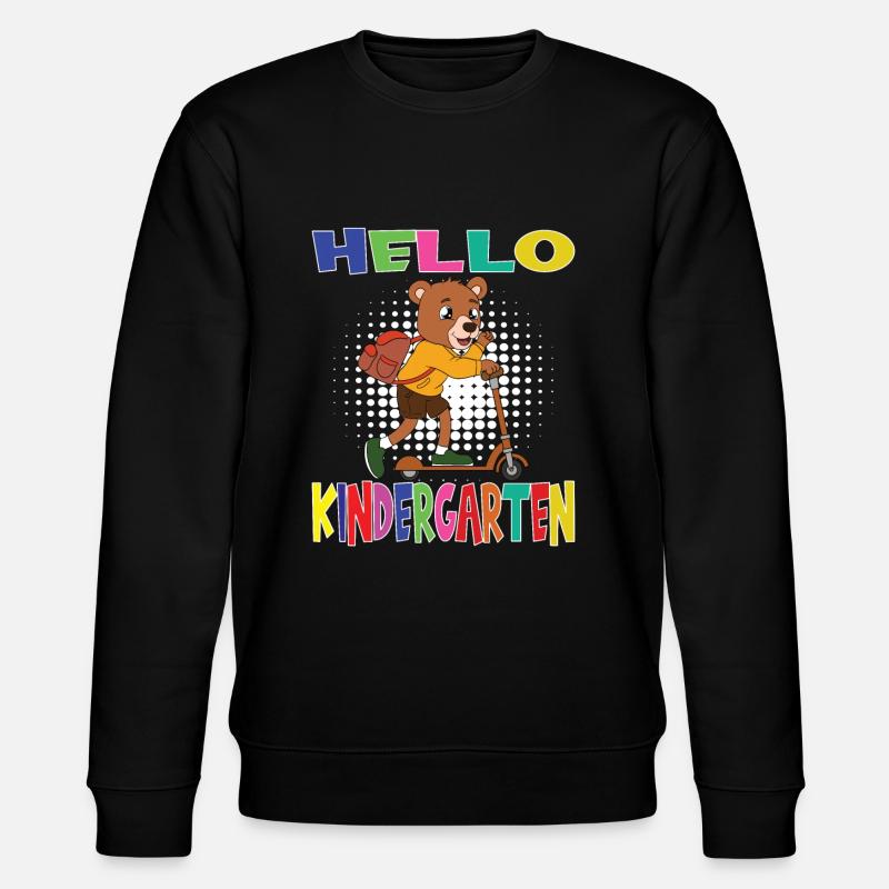 Hello Kindergarten Bear With Scooter - Stanley/Stella CHANGER Unisex Organic Sweatshirt - black