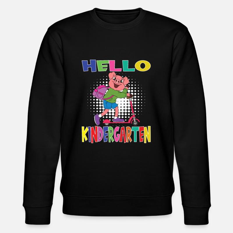 Hello Kindergarten Pig With Scooter - Stanley/Stella CHANGER Unisex Organic Sweatshirt - black