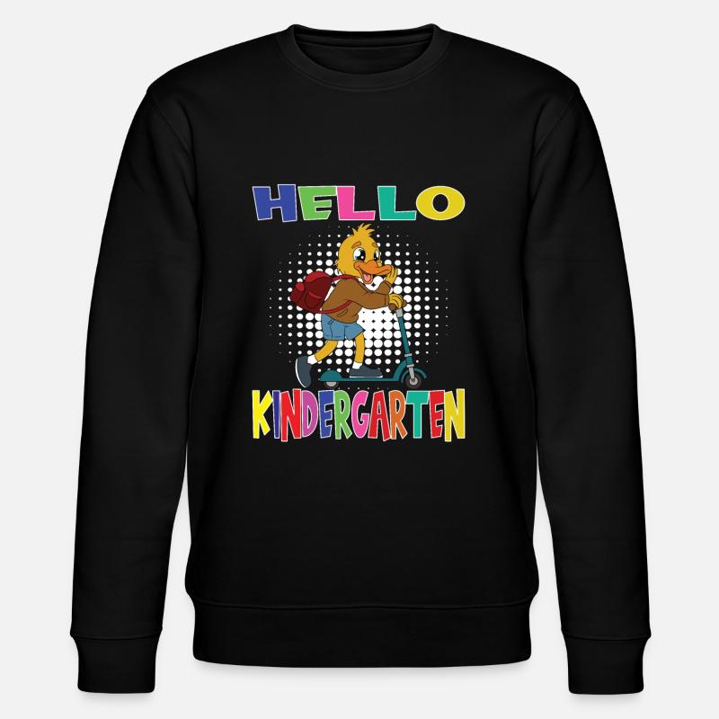 Hello Kindergarten Duck With Scooter - Stanley/Stella CHANGER Unisex Organic Sweatshirt - black