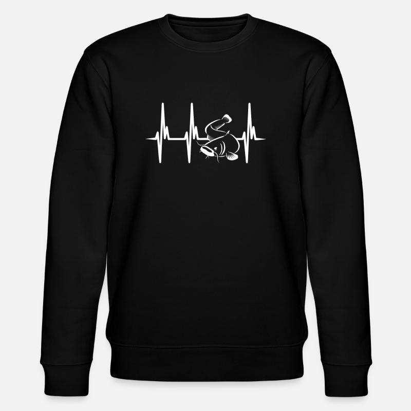 Poisson-chat Heartbeat - Pêche silure - Sweat bio CHANGER Stanley/Stella Unisexe - noir