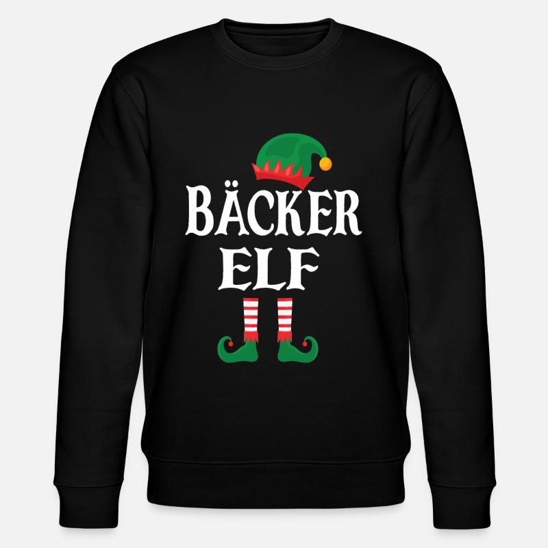 Weihnachten Bäcker Elf - Stanley/Stella Unisex Bio-Sweatshirt CHANGER  - Schwarz
