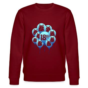 18th birthday - Stanley/Stella CHANGER Unisex Organic Sweatshirt - burgundy - Front - Nik (191cm) & Marisol (170cm)