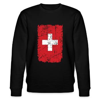 Schweiz - Stanley/Stella Unisex Bio-Sweatshirt CHANGER  - Schwarz - Vorne - Nik (191cm) & Marisol (170cm)