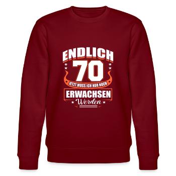 70. Geburtstag - Stanley/Stella Unisex Bio-Sweatshirt CHANGER  - Burgunderrot - Vorne - Nik (191cm) & Marisol (170cm)