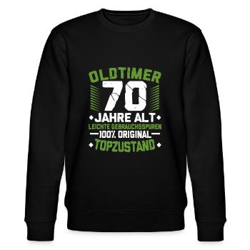 70. Geburtstag - Stanley/Stella Unisex Bio-Sweatshirt CHANGER  - Schwarz - Vorne - Nik (191cm) & Marisol (170cm)