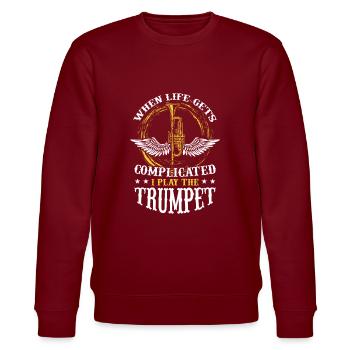 Trompete - Stanley/Stella Unisex Bio-Sweatshirt CHANGER  - Burgunderrot - Vorne - Nik (191cm) & Marisol (170cm)