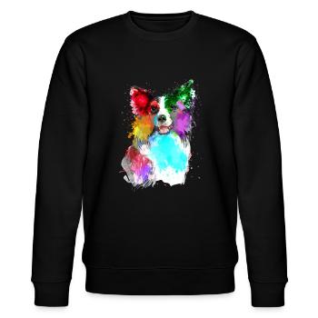 Border Collie - Stanley/Stella Unisex Bio-Sweatshirt CHANGER  - Schwarz - Vorne - Nik (191cm) & Marisol (170cm)