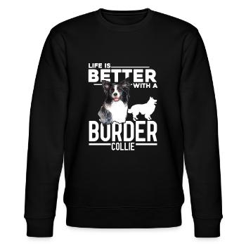 Border Collie - Stanley/Stella CHANGER Unisex Organic Sweatshirt - black - Front - Nik (191cm) & Marisol (170cm)