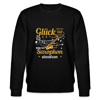 Saxophone - Stanley/Stella Unisex Bio-Sweatshirt CHANGER  - Schwarz - Vorne - Nik (191cm) & Marisol (170cm)