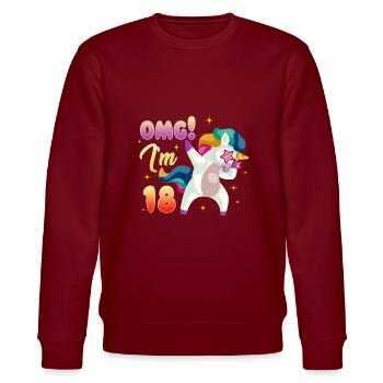 18th birthday - Stanley/Stella CHANGER Unisex Organic Sweatshirt - burgundy - Front - Nik (191cm) & Marisol (170cm)
