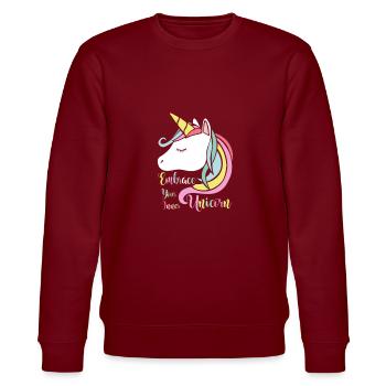 unicorn - Stanley/Stella CHANGER Unisex Organic Sweatshirt - burgundy - Front - Nik (191cm) & Marisol (170cm)