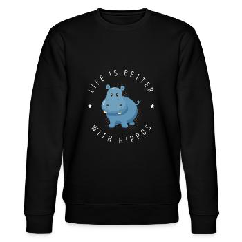 Nilpferd - Stanley/Stella Unisex Bio-Sweatshirt CHANGER  - Schwarz - Vorne - Nik (191cm) & Marisol (170cm)