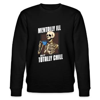 Psychisch Krank Aber Total Kühlen - Stanley/Stella Unisex Bio-Sweatshirt CHANGER  - Schwarz - Vorne - Nik (191cm) & Marisol (170cm)