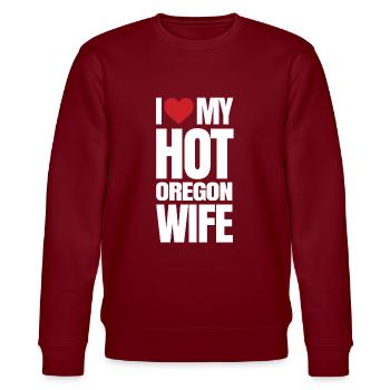 Oregon - Stanley/Stella Unisex Bio-Sweatshirt CHANGER  - Burgunderrot - Vorne - Nik (191cm) & Marisol (170cm)