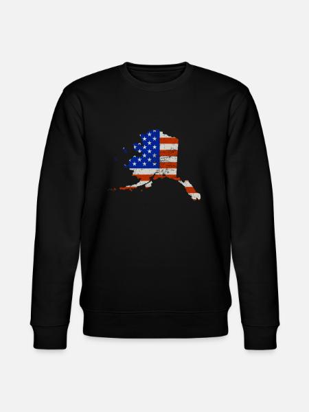 Alaska State US Flag Gift - Stanley/Stella CHANGER Unisex Organic Sweatshirt - black