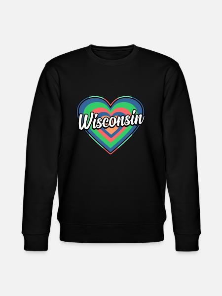 Buntes Herz geschenk Wisconsins - Stanley/Stella Unisex Bio-Sweatshirt CHANGER  - Schwarz