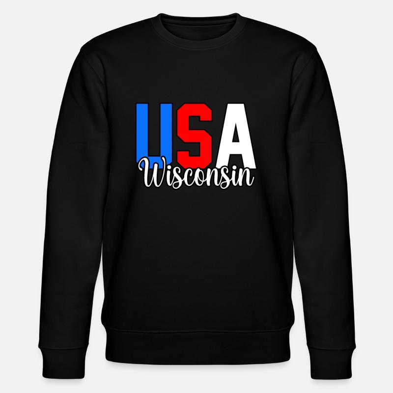 Usa Wisconsin Geschenk - Stanley/Stella Unisex Bio-Sweatshirt CHANGER  - Schwarz